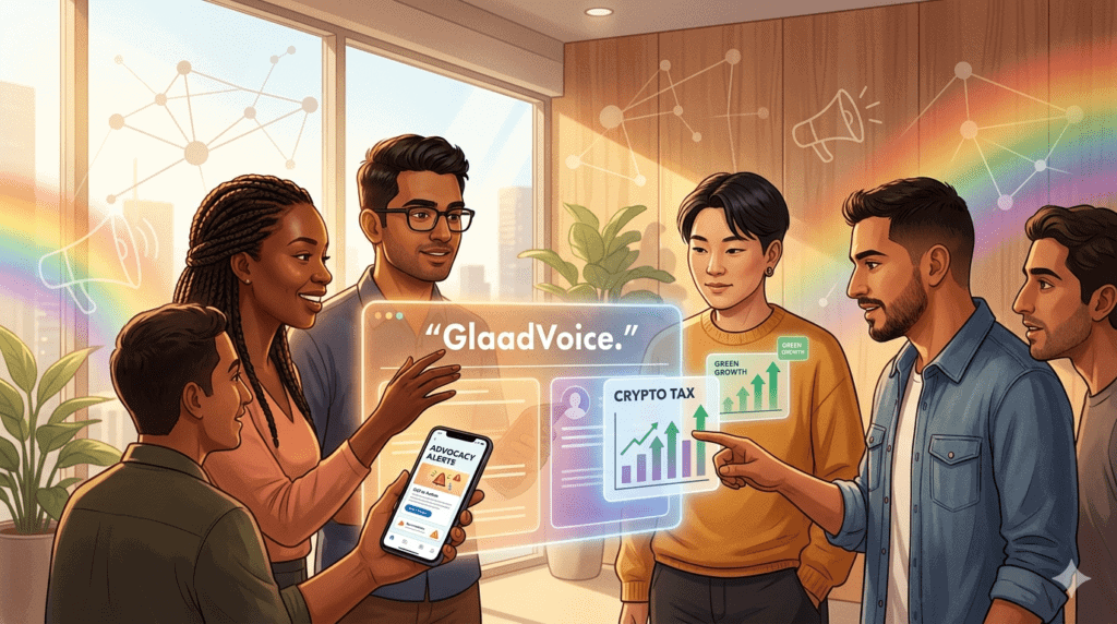 Diverse group using Glaadvoice platform to share messages online.