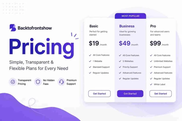 Backtofrontshow Pricing