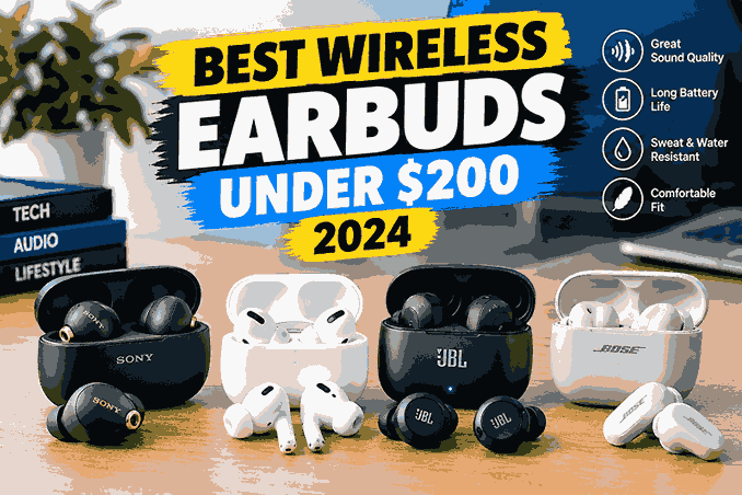 Best wireless earbuds under 200 dollars 2024 featuring Sony, Apple, JBL, and Bose earbuds
